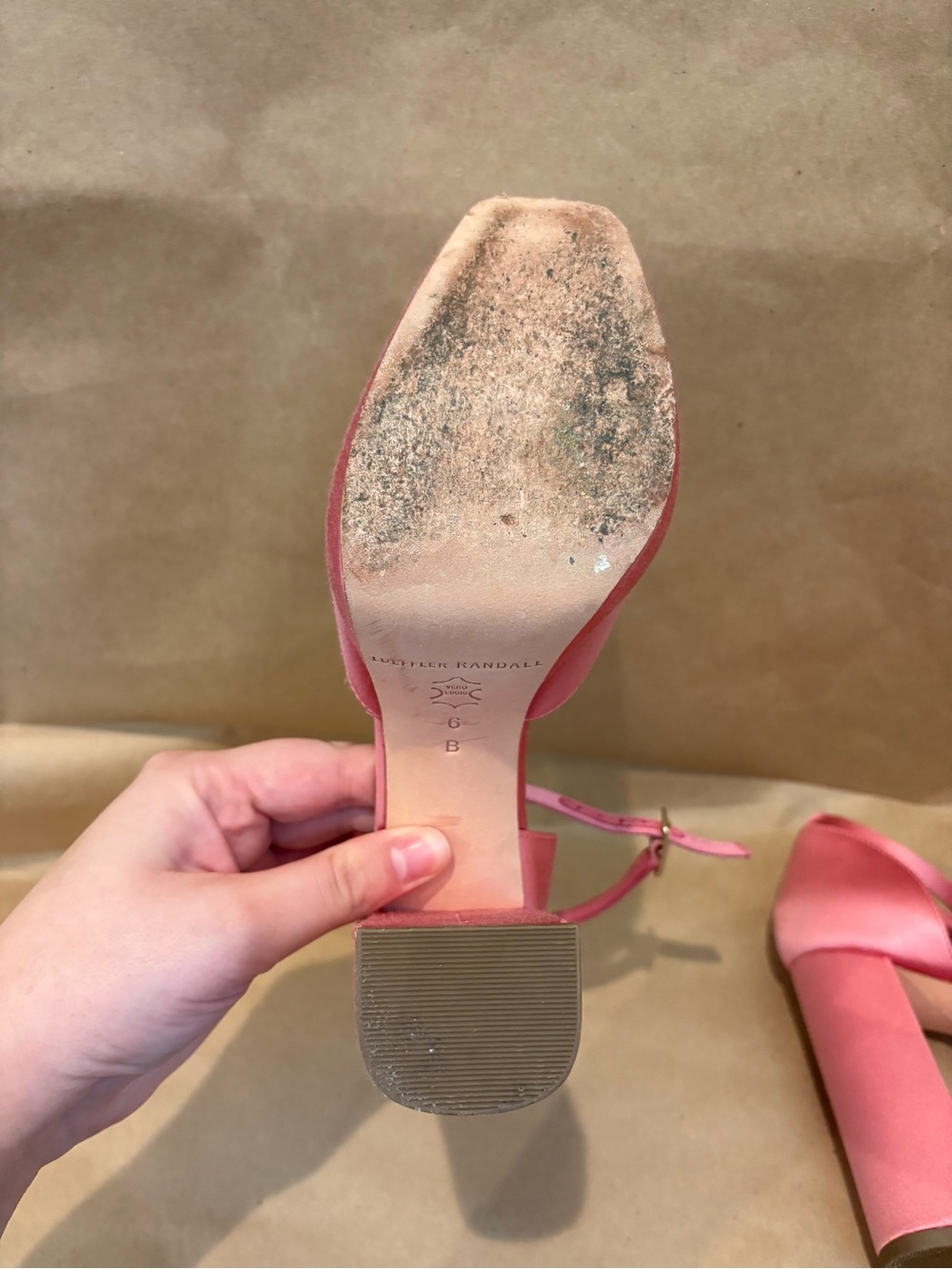 Loeffler Randall Selina Closed Toe Pink Satin Ankle-Strap Block Heels - Picture 10 of 10